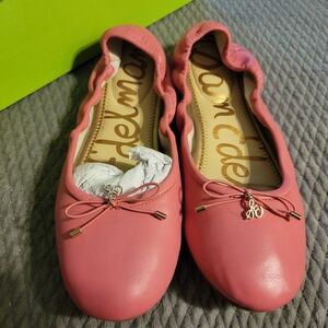 Sam Edelman Pink Ballet Flats With Bow, Size 10